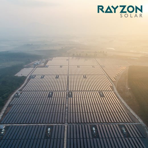 Solar farm aerial view